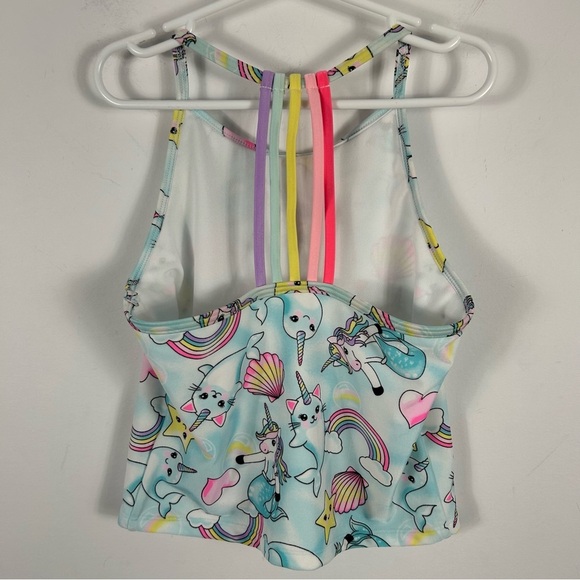 ❤️ Children's Place 10/12 Uni-mermaid Swim Top With Rainbow Back Straps - Picture 3 of 8